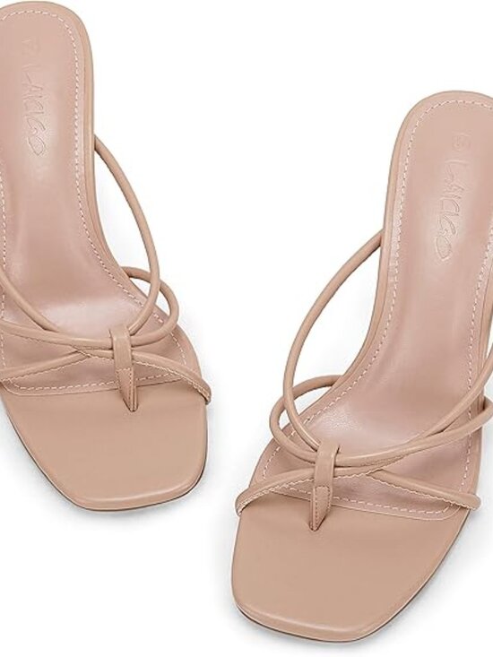 branded Shoes - Women’s Square Open Toe Flip Flops Stiletto Heels Strappy Thong Slide on Slingba